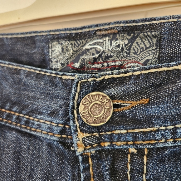 Silver Jeans Zac Mens 38x36 Blue Relaxed Straight Dark Wash Denim Western - Picture 5 of 11